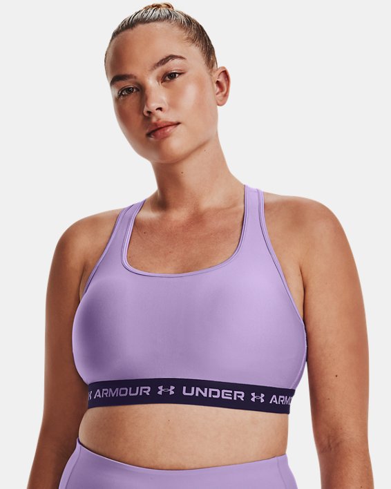 Women's Armour® Mid Crossback Sports Bra, Purple, pdpMainDesktop image number 4